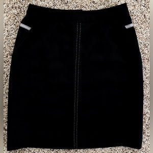 Dress Skirt full lined. Black with stitches decor. Size S